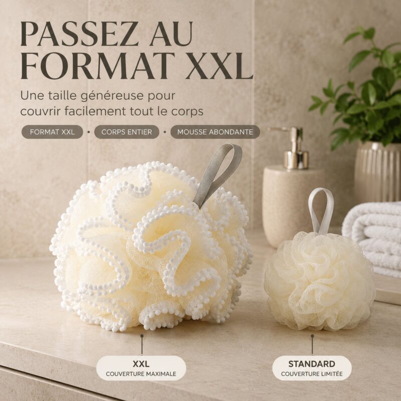 Comparaison de taille&nbsp;: la fleur de douche XXL à côté d&rsquo;une fleur de douche standard